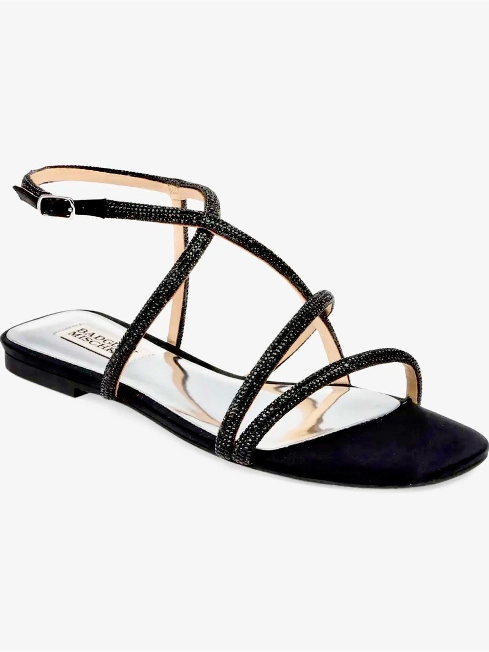 Badgley Mischka Ivie Embellished Strappy Flat Sandals NWOT